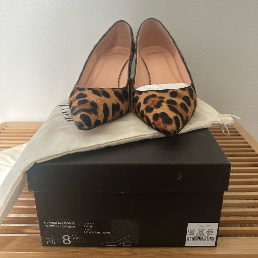 JCrew Laney pumps in leopard calf hair